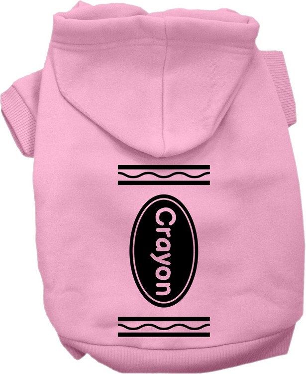 Crayon Costume Screen Print Dog Hoodie Light Pink Size SM